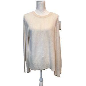 Vineyard Vines Cashmere sweater split hem wide sleeve crew‎ neck Ivory Large NWT